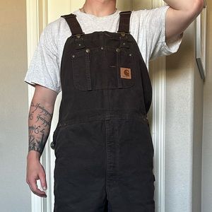 Carhartt Overall Bibs Dark Brown Quilted Insulated